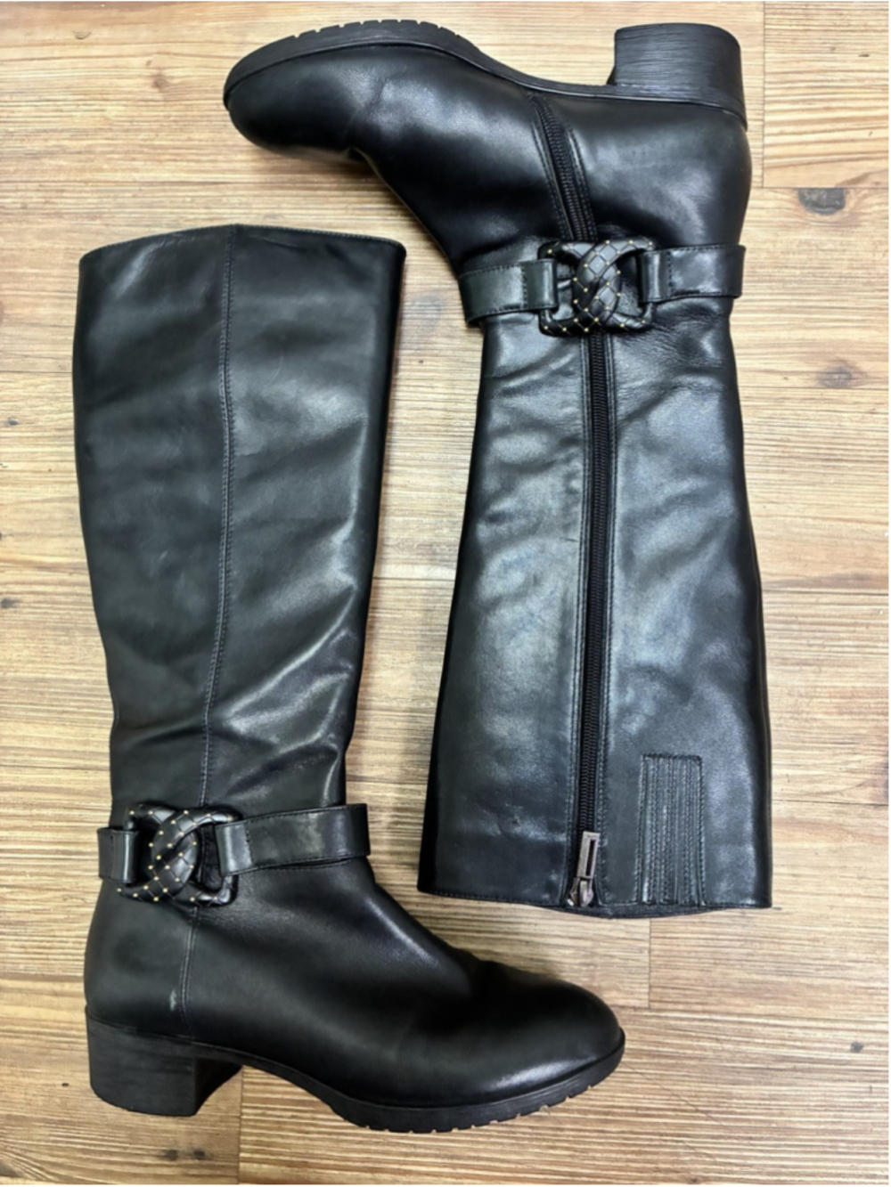Le Saunda Womens Black Leather Knee High Boots Size 36 US 5.5 Casual Office